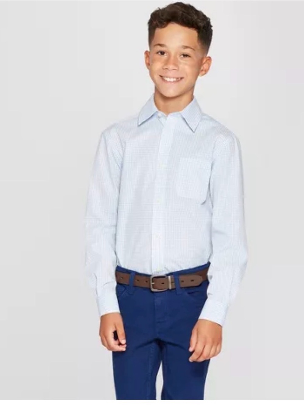 Cat & Jack Boys Large 10/12
 Long Sleeve Button Up White Shirt